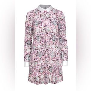 BCBGMAXAZRIA Floral Lace Print Peter Pan Dress Small